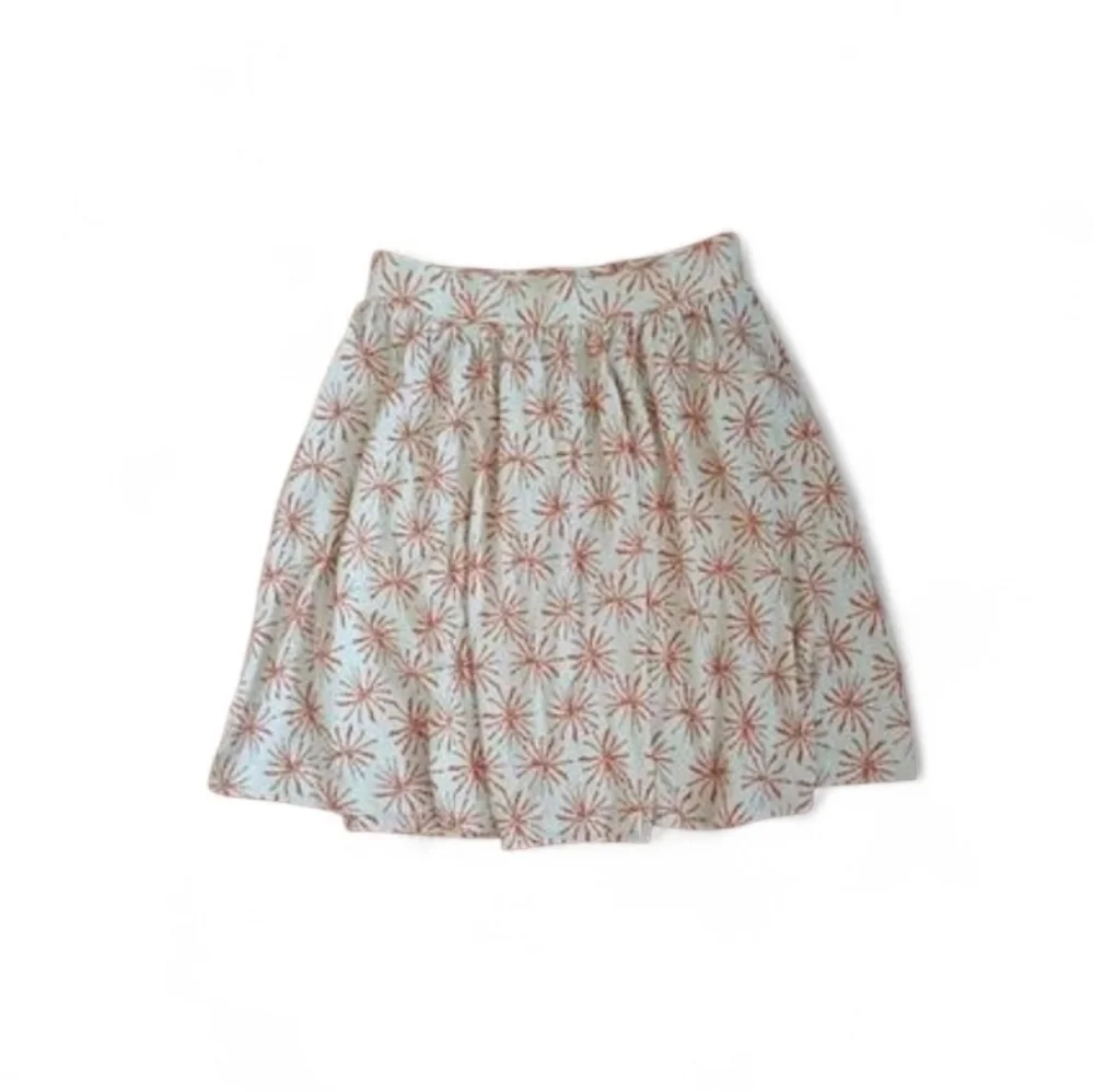 Chic Floral Midi Skirt - Cream and Orange